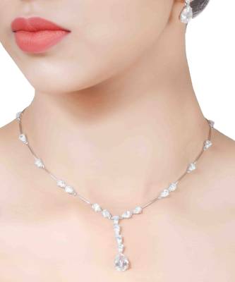 White Pear Solitaire Necklace  Apart  With Earrings 1