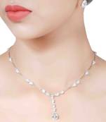 White Pear Solitaire Necklace  Apart  With Earrings