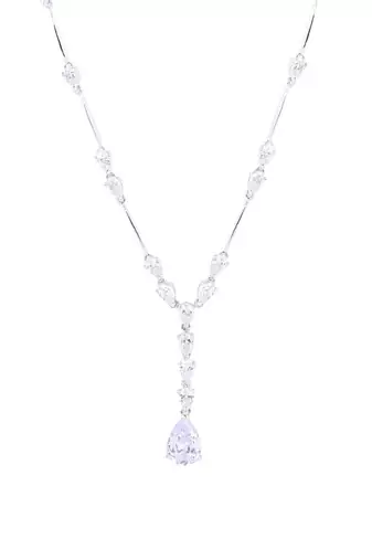 White Pear Solitaire Necklace  Apart  With Earrings