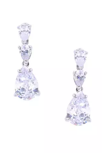 White Pear Solitaire Necklace  Apart  With Earrings
