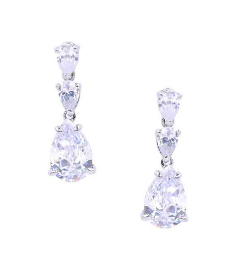 White Pear Solitaire Necklace  Apart  With Earrings