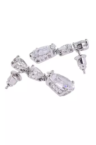 White Pear Solitaire Necklace  Apart  With Earrings