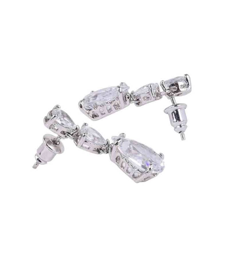 White Pear Solitaire Necklace  Apart  With Earrings