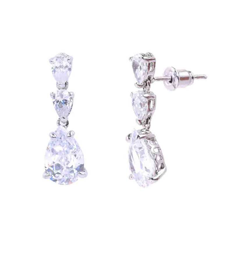 White Pear Solitaire Necklace  Apart  With Earrings