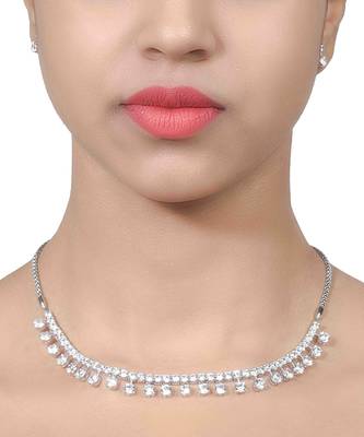 White Indian Style Classic Solitaire Necklace With Earrings 2