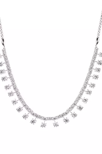 White Indian Style Classic Solitaire Necklace With Earrings
