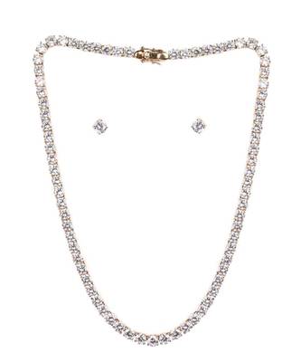 White Equal Solitaire Full Necklace With Earrings 3