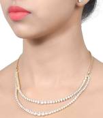 White 2 Row Solitaire Necklace With Earrings