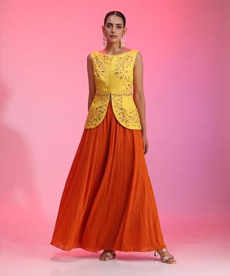 Resham Work Yellow Orange Set 1