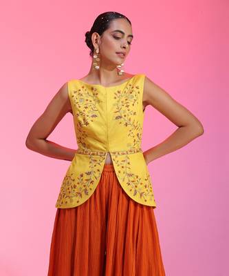 Resham Work Yellow Orange Set 4