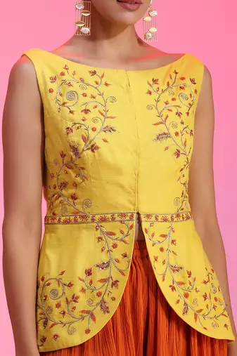 Resham Work Yellow Orange Set