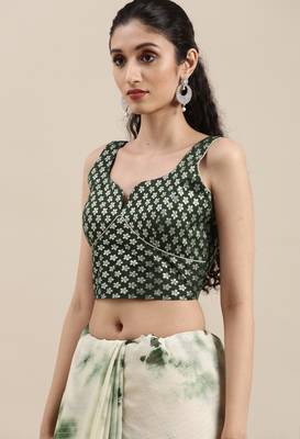 Green Printed Georgette Saree With Blouse 4
