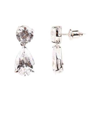 White Solitaire Necklace With Pear Drop Pendant And Earrings 8