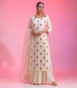 Resham Work Ivory Kurta Set