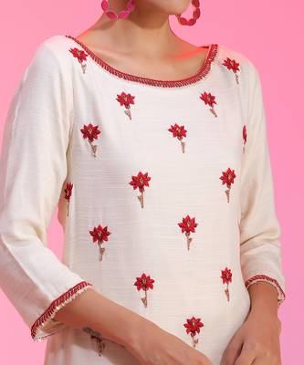 Resham Work Ivory Kurta Set 5