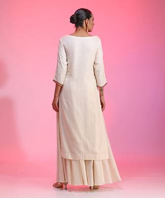Resham Work Ivory Kurta Set 7