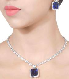 Blue Oval Solitaire Necklace With Big Blue Sapphire Pendant And Earrings