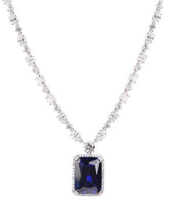 Blue Oval Solitaire Necklace With Big Blue Sapphire Pendant And Earrings 5