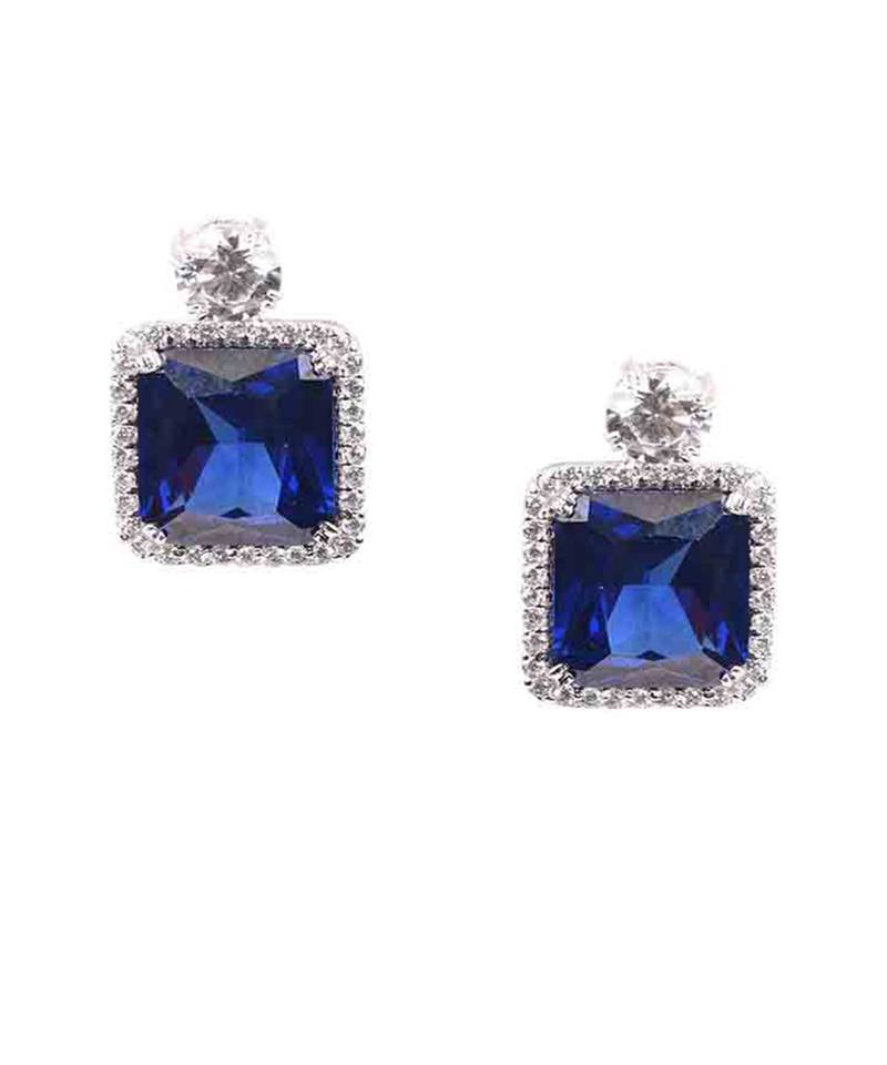 Blue Oval Solitaire Necklace With Big Blue Sapphire Pendant And Earrings