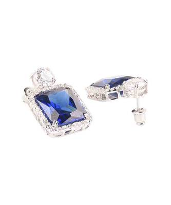Blue Oval Solitaire Necklace With Big Blue Sapphire Pendant And Earrings 7