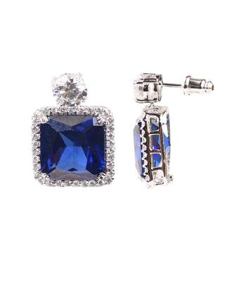 Blue Oval Solitaire Necklace With Big Blue Sapphire Pendant And Earrings 8