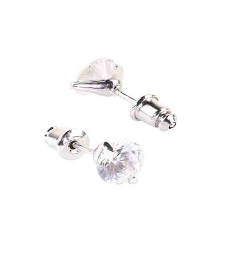 White 3 Solitaire Stone Attached Full Diamond Necklace With Earrings