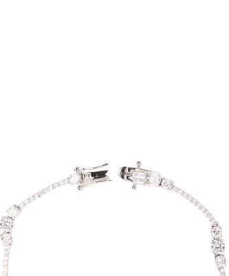 White 3 Solitaire Stone Attached Full Diamond Necklace With Earrings 9