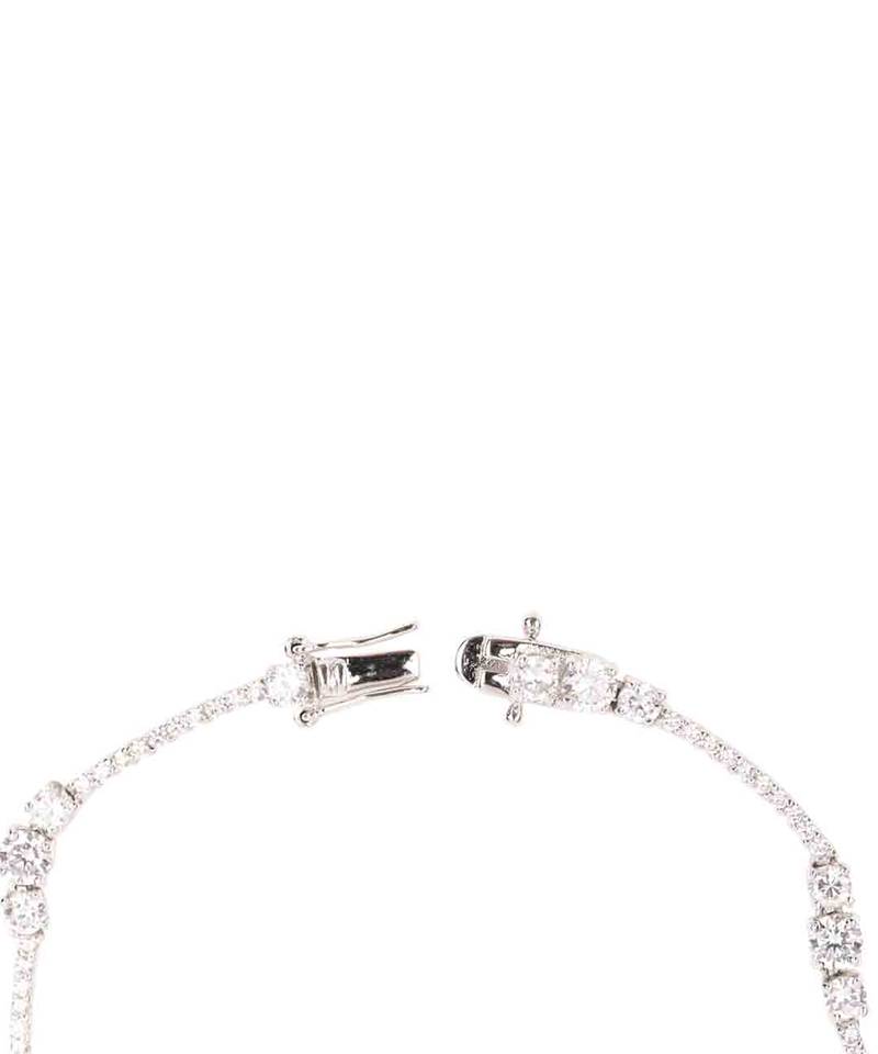 White 3 Solitaire Stone Attached Full Diamond Necklace With Earrings