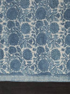  Indigo Pure Cotton Hand Block Print Bagru Saree 4