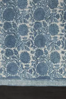   Indigo Pure Cotton Hand Block Print Bagru Saree