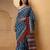 Geroo Jaipur Indigo Pure Cotton Hand Block Print Bagru Saree