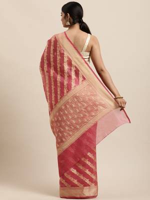 Geroo Jaipur Handwoven kota doria zari booties Saree 3