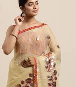 Geroo Jaipur Kota Doria Gota Work Saree With Bandhani Blouse Piece