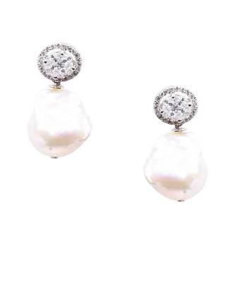 White Fused Solitaire With Baroque Drop With Earrings 6