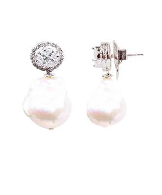 White Fused Solitaire With Baroque Drop With Earrings 8