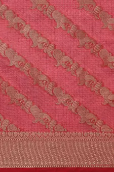   Red Kota Silk Floral Zari Saree