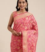 Geroo Jaipur Hand Woven Zari Saree