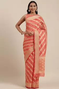   Handwoven kota doria zari booties Saree