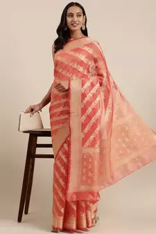   Handwoven kota doria zari booties Saree