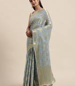 Hand Woven Grey Zari Jaal Saree