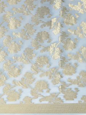 Hand Woven Grey Zari Jaal Saree 4