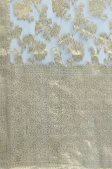 Hand Woven Grey Zari Jaal Saree