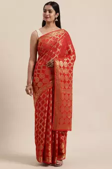 Red Georgette Zari Saree