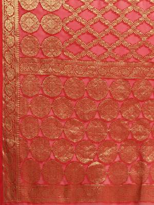 Red Georgette Zari Saree 5