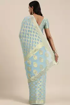   Blue Zari Jaal Georgette Saree