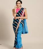 Geroo Jaipur Blue shaded Hand Dyed Chiffon Saree