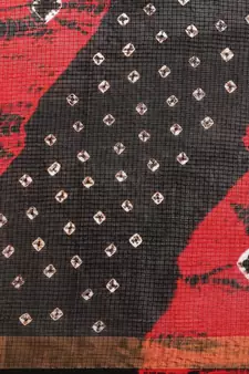   Red & Black Kota Doria Bandhani Saree