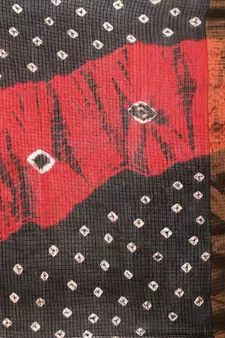   Red & Black Kota Doria Bandhani Saree