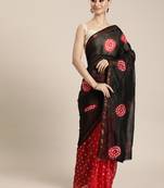 Geroo Jaipur Black & Red Hand crafted Bandhani Saree