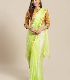   Hand Crafted Tie & Dye Kota Silk Saree With Hand Block Print Unstitched Blouse